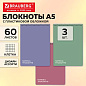 Блокнот ДЭК А5, 150х210 мм, 60 л., КОМПЛЕКТ 3 шт., гребень, пластик, клетка, BRAUBERG "Mineral", АССОРТИ, 118625 (арт. 118625)