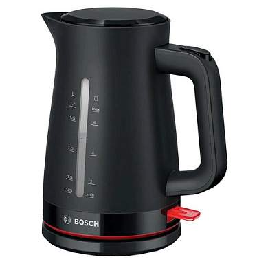Чайник BOSCH TWK3M123, 1,7 л, 2400 Вт, закрытый нагревательный элемент, пластик, черный (арт. 458591)