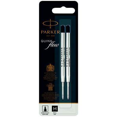 Стержень шариковый объемный Parker "QuinkFlow Ball Point" черный, 98мм, 1,0мм, метал. корпус, 2шт., блистер (арт. 326366)
