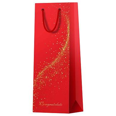 Пакет подарочный 12*36*8,5см MESHU "Special gift", матовая ламинация, фольга, под бутылку (арт. 382402)