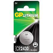 Батарейка литиевая GP Lithium CR2430 "таблетка, дисковая, кнопочная" 1 шт., блистер, CR2430-8C1 (арт. 454102)