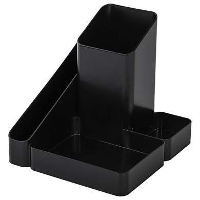 Подставка-органайзер BRAUBERG OFFICE STYLE, 4 отделения, 115х122х111 мм, черная, 238097 (арт. 238097)