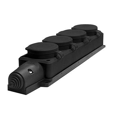 UNIVersal колодка ОУ четверная 4гн. с загл. каучук (черная) 2P+PE 16A 220-240V IP44 602231 (РФ) (арт. 885398)