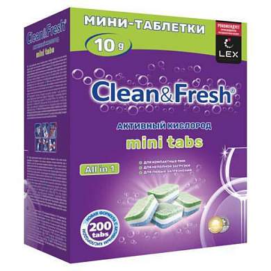 Таблетки для посудомоечных машин 200 шт., CLEAN&FRESH All IN 1 MINI TABS, Cd13200m (арт. 609702)