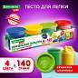 Пластилин-тесто для лепки BRAUBERG KIDS, 4 цвета, 560 г, яркие классические цвета, крышки-штампики, 106715 (арт. 106715)
