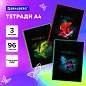 Тетради ДЭК А4, 96 л., КОМПЛЕКТ 3 шт., BRAUBERG, скоба, клетка, глянцевый лак, "Shade", 404654 (арт. 404654)