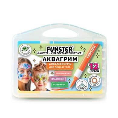Аквагрим аквамаркеры для лица и тела, 12 цветов, FUNSTER (ФАНСТЕР), пластиковый кейс, 152609 (арт. 152609)