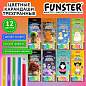 Карандаши цветные мягкие FUNSTER (ФАНСТЕР), АССОРТИ 8 ДИЗАЙНОВ, 12 цветов, трехгранные, натуральное дерево, 182158 (арт. 182158)