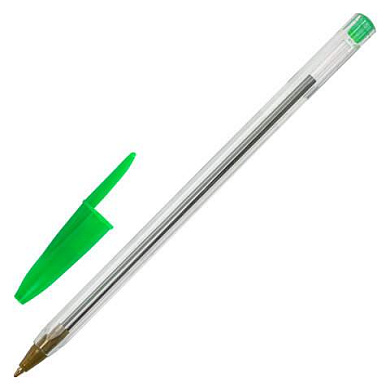 Ручка шариковая STAFF "Basic Budget BP-04", ЗЕЛЕНАЯ, линия письма 0,5 мм, с штрихкодом, 143871 (арт. 143871)