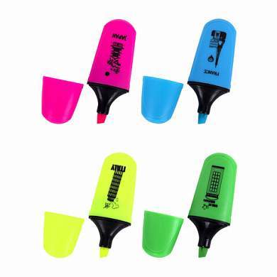 Текстовыделитель мини BRAUBERG "NEON Mini", АССОРТИ В ПЛАСТИКОВОЙ БАНКЕ, линия 1-5 мм, 152431 (арт. 152431)