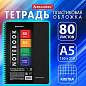 Тетрадь А5 80 л. BRAUBERG "Metropolis", спираль пластиковая, клетка, обложка пластик, ЧЕРНЫЙ, 404745 (арт. 404745)