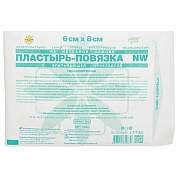 Пластырь-повязка 6х8 см, LEIKO КОМПЛЕКТ 50 шт., нетканая основа c подушечкой, 113861 (арт. 631678)