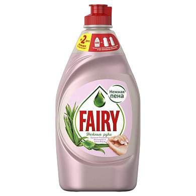 Средство для мытья посуды Fairy "Нежные руки. Розовый жасмин и Алоэ Вера", 450мл (арт. 368311)