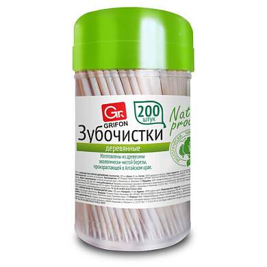 Зубочистки деревянные КОМПЛЕКТ 200 шт., в диспенсере, GRIFON, 400-003 (арт. 701380)