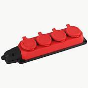 AY-KA (АЙКА) колодка ОУ двойная 4 гн. каучук 2P+PE 1x16A 220-240V IP44 красная (арт. 821234)