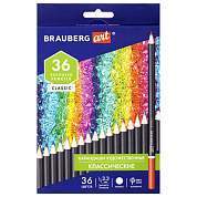 Карандаши художественные цветные BRAUBERG ART CLASSIC, 36 цветов, МЯГКИЙ грифель 3,3 мм, 181538 (арт. 181538)