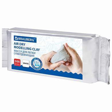 Паста (масса) для лепки BRAUBERG, самозатвердевающая, 500 г, натуральный белый, ВЫСШЕЕ КАЧЕСТВО, 224443 (арт. 224443)