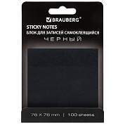 Блок самоклеящийся (стикеры) черный BRAUBERG BLACK, 76х76 мм, 100 листов, 115204 (арт. 115204)
