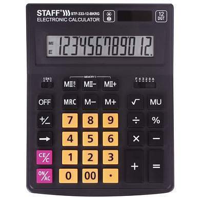 Калькулятор настольный STAFF PLUS STF-333-BKRG (200x154 мм) 12 разрядов, ЧЕРНО-ОРАНЖЕВЫЙ, 250460 (арт. 250460)