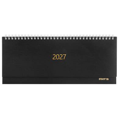 Планинг датированный 2027 300х130 мм, STAFF, гребень, обложка бумвинил, 64 листа, черный, 117859 (арт. 117859)