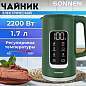 Чайник с терморегулятором и дисплеем, ДВОЙНЫЕ СТЕНКИ, SONNEN KT-8723EG, 1,7 л, 2200 Вт, изумрудный, 454689 (арт. 454689)