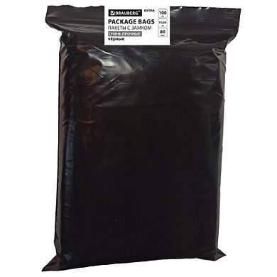 Пакеты ZIP-LOCK ОЧЕНЬ ПРОЧНЫЕ, комплект 100 шт., 150x200 мм, ПВД, 80 мкм, ЧЁРНЫЕ, BRAUBERG, 608930 (арт. 608930)
