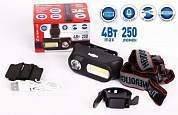 Ultraflash фонарь налобно-велосип LED53763 (акк. Li-Ion18650) 3W(250lm)+COB до 60м, 15реж. крепление (арт. 800619)
