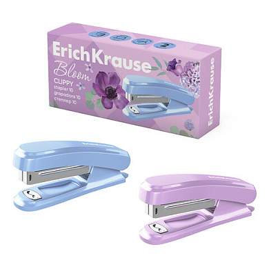 Степлер №10 ERICH KRAUSE "Clippy Pastel Bloom", до 15 листов, ассорти, 61740 (арт. 275026)