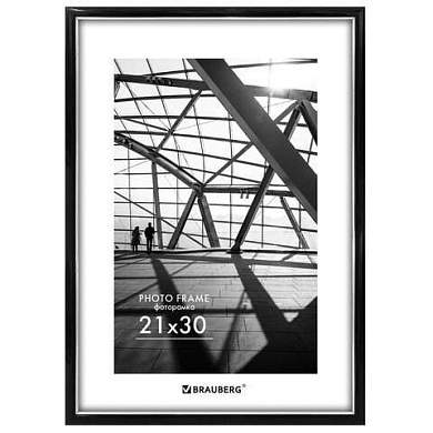 Рамка 21х30 см небьющаяся, багет 14,6 мм, пластик, BRAUBERG "Original Line", черная/серебро, 391234 (арт. 391234)