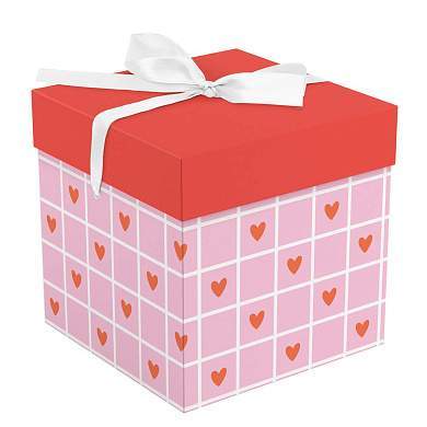 Коробка складная подарочная MESHU "Hearts", (15*15*15см), с лентой (арт. 372563)