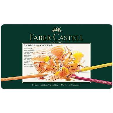 Карандаши цветные художественные Faber-Castell "Polychromos", 36цв., заточен., метал. коробка (арт. 285922)
