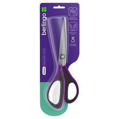 Ножницы Berlingo "Easycut 350", 23см, сиреневые, эргономичные ручки, мягкие вставки, европодвес (арт. 326343)