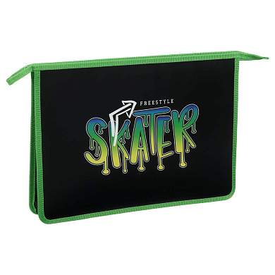 Папка для тетрадей 1 отделение, А4, ArtSpace "Skater", пластик, на молнии (арт. 365809)