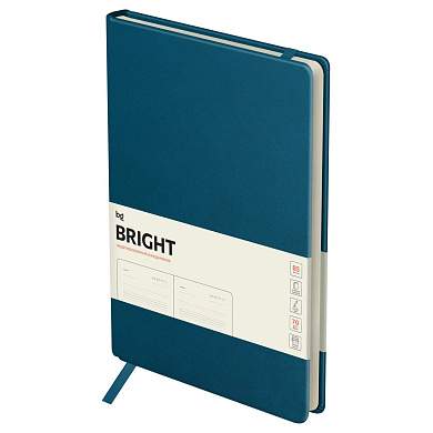 Ежедневник недатированный, B5, 136л., твердый переплет, кожзам, BG "Bright. Teal", синий, карман (арт. 370212)