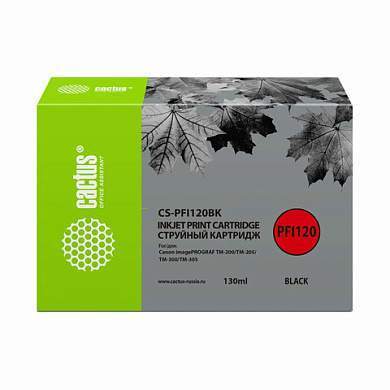 Картридж струйный CACTUS (CS-PFI120BK) для Canon imagePROGRAF TM-200/TM-205/TM-300, черный, 130 мл (арт. 363871)