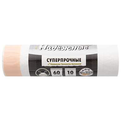 Мешки для мусора с завязками 60 л, белые, в рулоне 10 шт., ПСД 23 мкм, 59х64 см, РОМАШКА НАДЕЖНЫЕ, ВЗ0601017Б (арт. 702978)