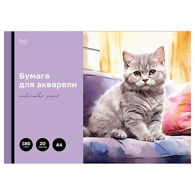 Папка для акварели, 20л., А4 BG "Котенок", 180г/м2 (арт. 368574)