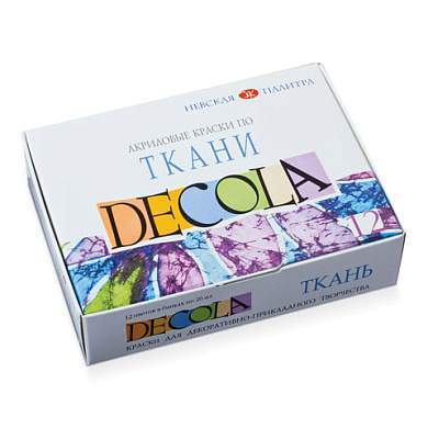 Краски по ткани акриловые "Декола", 12 цветов по 20 мл, в баночках, 4141216 (арт. 190391)