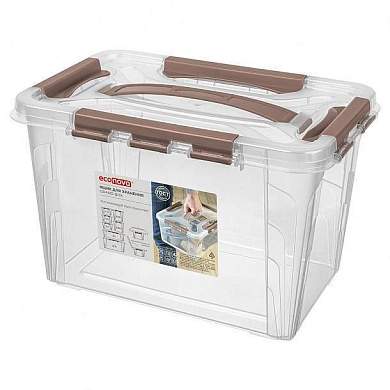 Ящик для хранения GRAND BOX 6,65л (29*19*18см), защелки+ручка, коричневый 433200214 Econova/Бытпласт (арт. 801101)