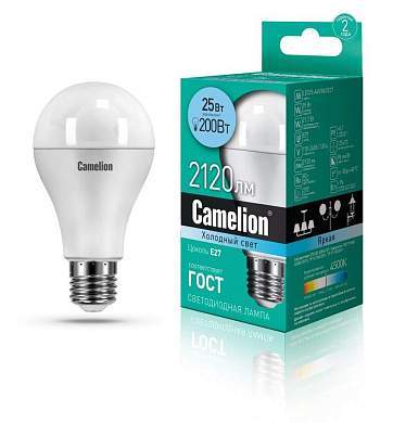Camelion ЛОН A65 E27 25W(2120lm 270°) 4500K 4K матов. 134x67 LED25-A65/845/E27 (арт. 682542)