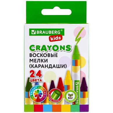 Восковые мелки BRAUBERG KIDS, НАБОР 24 цвета, 271697 (арт. 271697)