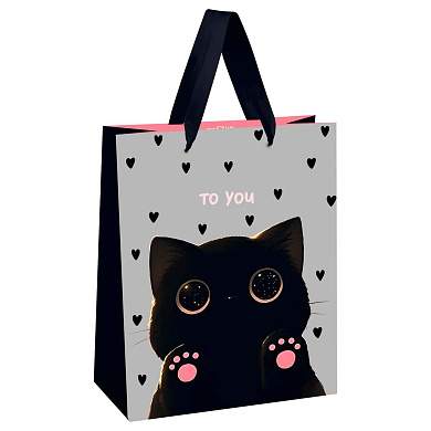 Пакет подарочный 18*23*10см MESHU "Black kitten", матовая ламинация (арт. 382257)