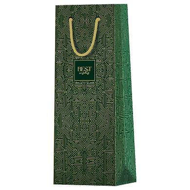 Пакет подарочный 12*36*8,5см MESHU "Strict pattern", матовое ламинирование, отд.фольгой, под бутылку (арт. 371176)