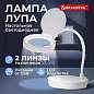 Лупа настольная с LED-ПОДСВЕТКОЙ, диаметр 110 мм, увеличение 3, корпус белый, BRAUBERG, 455930 (арт. 455930)