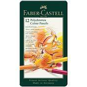 Карандаши цветные художественные Faber-Castell "Polychromos", 12цв., заточен., метал. коробка (арт. 285919)