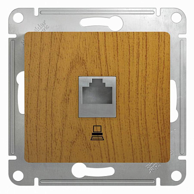 Schneider GLOSSA мех. роз. компьют. СУ 1 мест. темный дуб (пласт., осн., RJ-45) GSL000581K (арт. 428024)