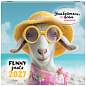 Календарь настенный перекидной 2027 г., BRAUBERG, 12 листов, 21,4х42,8 см, МИНИ, "Funny goats", 118432 (арт. 118432)