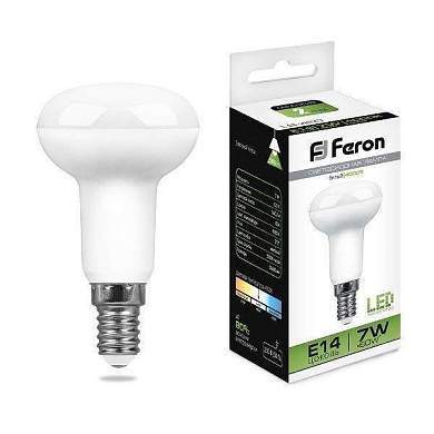 Feron R50 E14 7W(560lm 270°) 4000K 4K прозрачная 86x50, LB-450 25514 (арт. 620038)