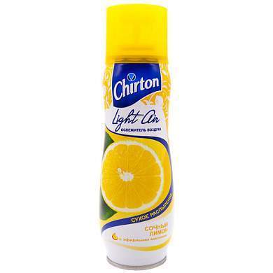 Освежитель воздуха аэрозольный 300 мл CHIRTON (Чиртон) Light Air "Сочный лимон", сухое распыление, 45620, 4607145645620 (арт. 700444)