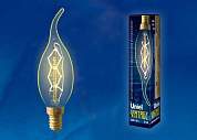 Uniel CW35 E14 60W Свеча на ветру винтажная лампа накаливания IL-V-CW35-60/GOLDEN/E14 ZW01 (арт. 555096)